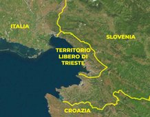The present-day Free Territory of Trieste (F.T.T. - T.L.T. - S.T.O.) and its neighbour States: Italy and Slovenia.